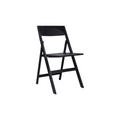 Frama Folding Flat Chair in Ash Black Birch, black stained folding chair open with the wood grain showing through, angled on white