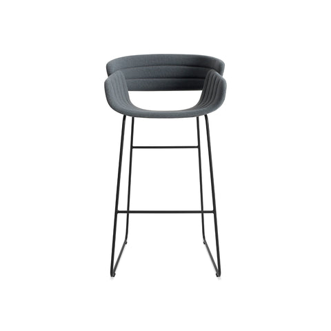 Racer Stool by Blu Dot in Maharam Mode In Machine, barstool height, low front view
