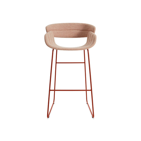 Racer Stool by Blu Dot in Tait Tomato, barstool height, low front view