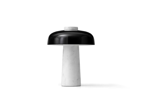 white carerra marble reverse table lamp by audo copenhagen