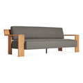 Ridge Outdoor Sofa by Blu Dot in FSC-certified teak and Toohey Charcoal Sunbrella upholstery, 3/4 front view