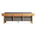 Ridge Outdoor Sofa by Blu Dot in Toohey Charcoal, rear view showing teak frame construction
