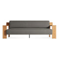 Ridge Outdoor Sofa by Blu Dot in FSC-certified teak and Toohey Charcoal Sunbrella upholstery, front angle view