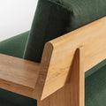 Ridge Outdoor Lounge Chair by Blu Dot, FSC-certified teak arm joinery detail in Sunbrella Ivy