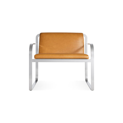 Skald Lounge Chair by Blu Dot in Canyon Leather, front view