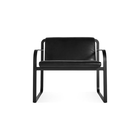 Skald Lounge Chair by Blu Dot in Onyx Leather, front view