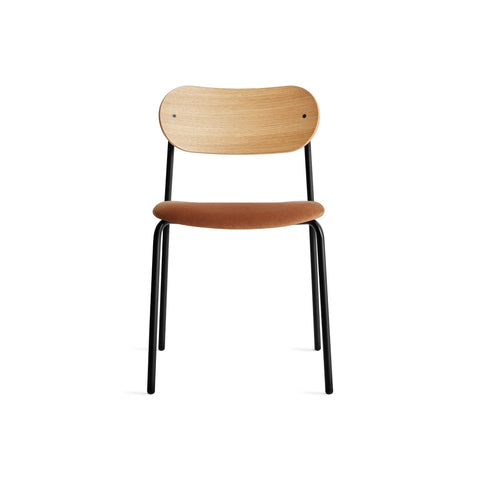 SideBySide Chair by Blu Dot in White Oak Copper and Velvet, front view