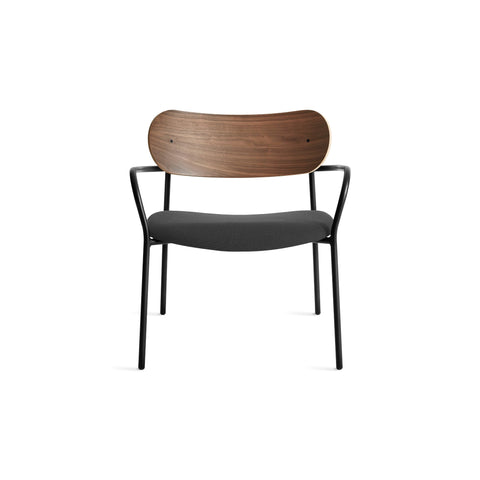 SideBySide Lounge Chair by Blu Dot in Walnut Maharam Meld In Panda, front view