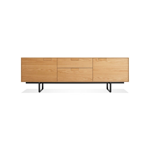 Series 11 2 Door / 2 Drawer Console by Blu Dot in White Oak with Oblivion legs, low front view