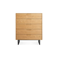Series 11 5 Drawer Dresser by Blu Dot in White Oak with Oblivion legs, low front view