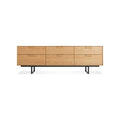 Series 11 6 Drawer Console by Blu Dot in White Oak with Oblivion legs, low front view