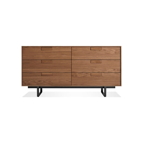 Series 11 6 Drawer Dresser by Blu Dot in Walnut with Oblivion legs, low front view