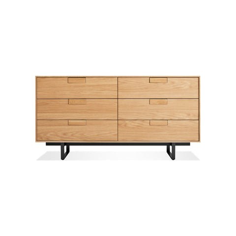 Series 11 6 Drawer Dresser by Blu Dot in White Oak with Oblivion legs, low front view