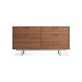 Series 11 6 Drawer Dresser by Blu Dot in Walnut with Stainless Steel legs, low front view