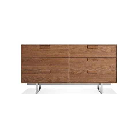 Series 11 6 Drawer Dresser by Blu Dot in Walnut with Stainless Steel legs, low front view