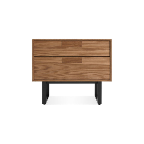 Series 11 Nightstand by Blu Dot in Walnut with Oblivion legs, low front view
