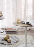 muuto side table with solid oak top and grey base lifestyle image