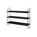 Black stained ash String® Pocket shelf with black side panels – Scandinavian modular shelving