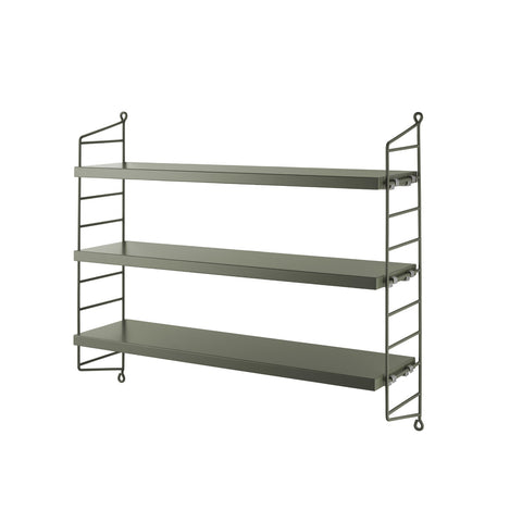 Sage String® Pocket shelf with matching side panels – contemporary Scandinavian modular shelving