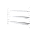 String® Pocket Metal shelf in white, minimalist Scandinavian wall-mounted shelving unit from the String® System.