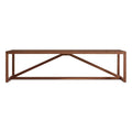 Blu Dot Strut Coffee Table in walnut, long low silhouette with triangulated wood base