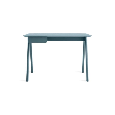 Stash Desk by Blu Dot in Marine Blue On Ash, low front view