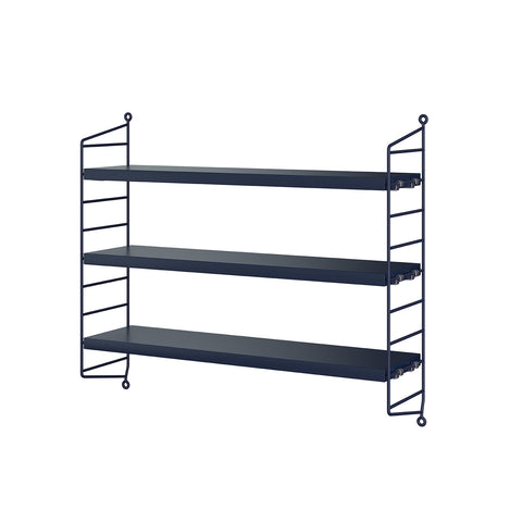 Dark blue String® Pocket shelf with matching side panels – Scandinavian modular wall-mounted shelving
