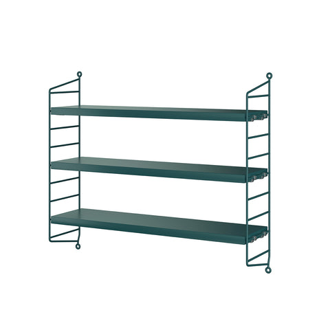 Green String® Pocket shelf with matching side panels – Scandinavian modular wall shelving