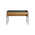 Tabloid Desk by Blu Dot in White Oak Navy Green, low front view