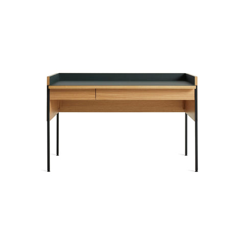 Tabloid Desk by Blu Dot in White Oak Navy Green, low front view