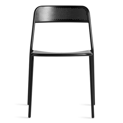 Trim Chair by Blu Dot in Black perforated powder-coated steel, front view
