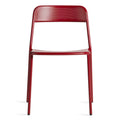 Trim Chair by Blu Dot in Carmine perforated powder-coated steel, front view
