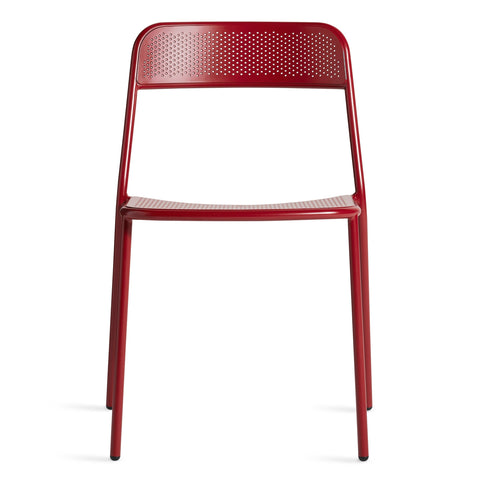 Trim Chair by Blu Dot in Carmine perforated powder-coated steel, front view

