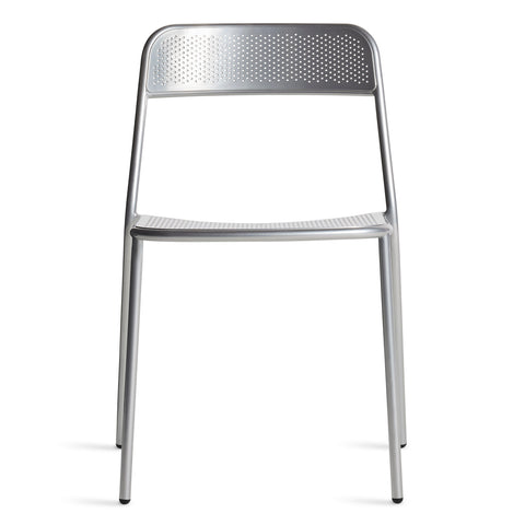 Trim Chair by Blu Dot in Silver perforated powder-coated steel, front view