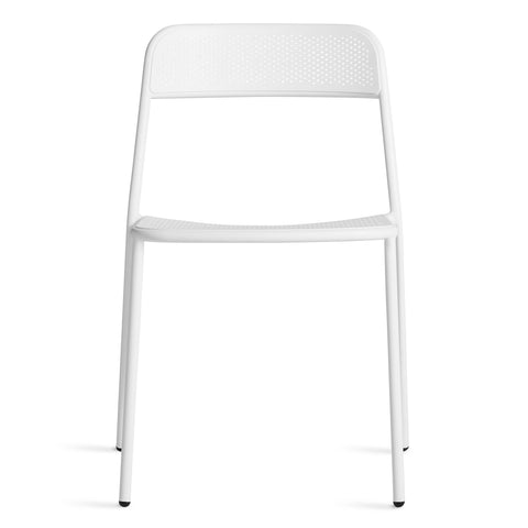Trim Chair by Blu Dot in White perforated powder-coated steel, front view
