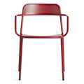 Trim Armchair by Blu Dot in Carmine perforated powder-coated steel, front view