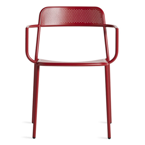 Trim Armchair by Blu Dot in Carmine perforated powder-coated steel, front view