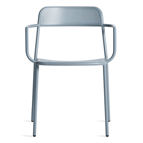 Trim Armchair by Blu Dot in Grey Blue perforated powder-coated steel, front view