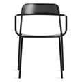 Trim Armchair by Blu Dot in Black perforated powder-coated steel, front view