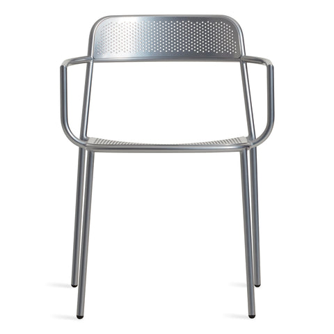 Trim Armchair by Blu Dot in Silver perforated powder-coated steel, front view