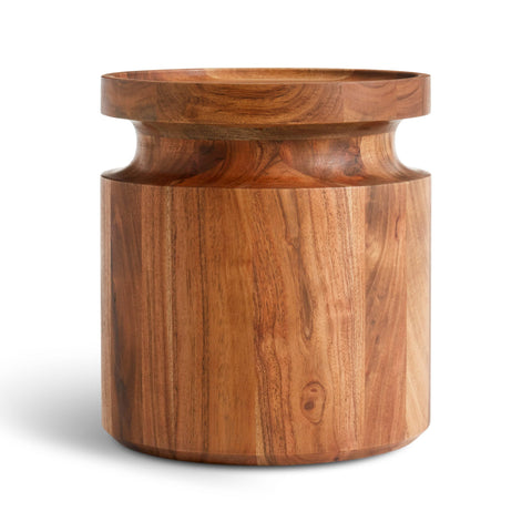 Turn Low Side Table by Blu Dot in Acacia, low front view