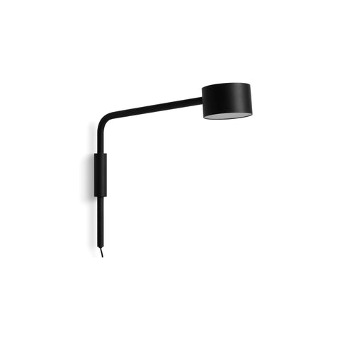 Verge Adjustable Sconce by Blu Dot in Black, low three-quarter view