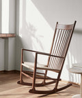 walnut j16 rocking chair designed by hans j wegner for fredericia furniture