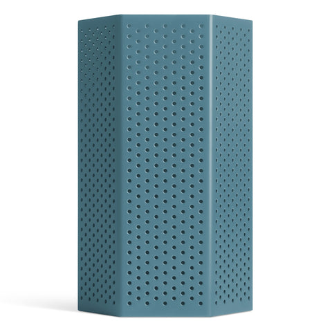 Wink Large Lantern by Blu Dot in Marine Blue powder-coated perforated aluminum