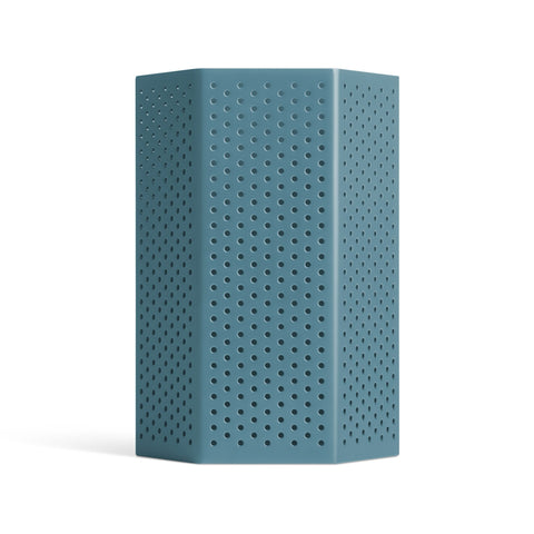 Wink Medium Lantern by Blu Dot in Marine Blue perforated powder-coated aluminum, front view