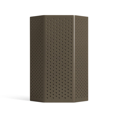 Wink Medium Lantern by Blu Dot in Dark Olive perforated powder-coated aluminum, front view