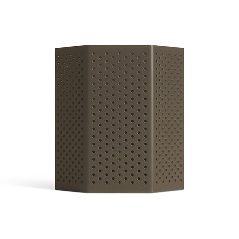 Wink Small Lantern by Blu Dot in Dark Olive perforated powder-coated aluminum, front view