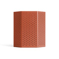 Wink Small Lantern by Blu Dot in Tomato perforated powder-coated aluminum, front view