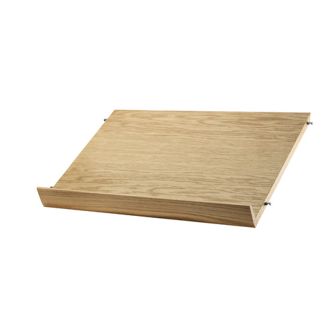 Magazine Shelf in oak finish, 22.8"W x 11.8"D – String™ modular shelving system