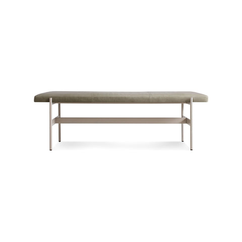 Daybench by Blu Dot in Grey Green and Leather with Putty frame